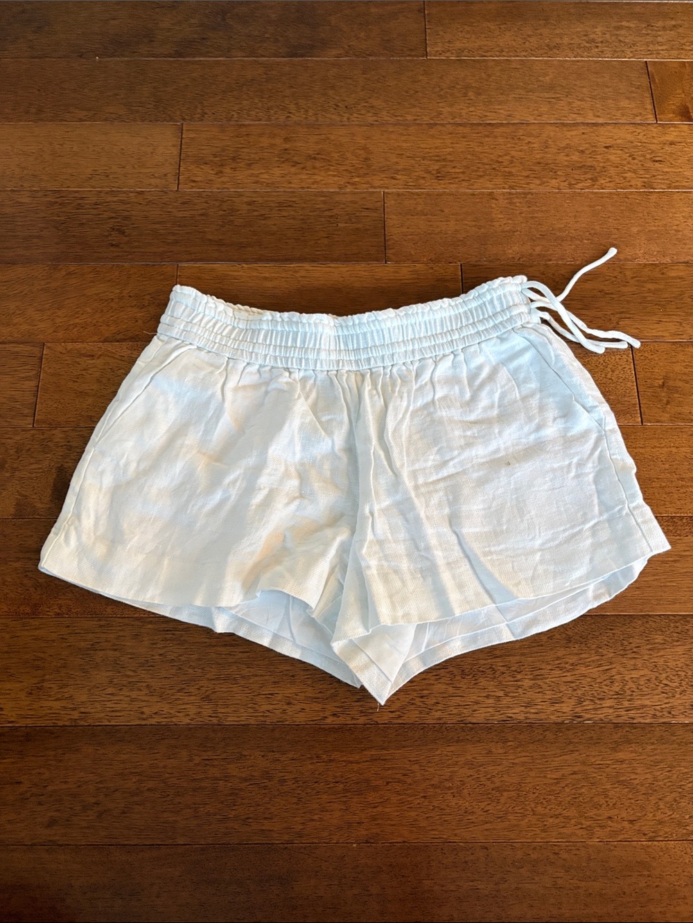 J. Crew White Elastic Waist Linen-Blend Athletic Shorts